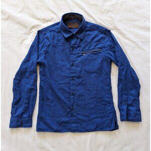 Comstock & Co. Button Up Long Sleeve Mens Blue Cotton Size Small